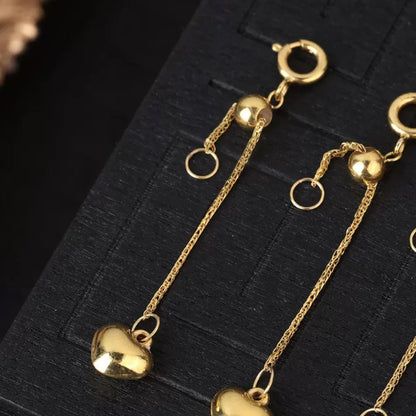 18K Solid Gold Adjustable Slider Extender – Heart Charm