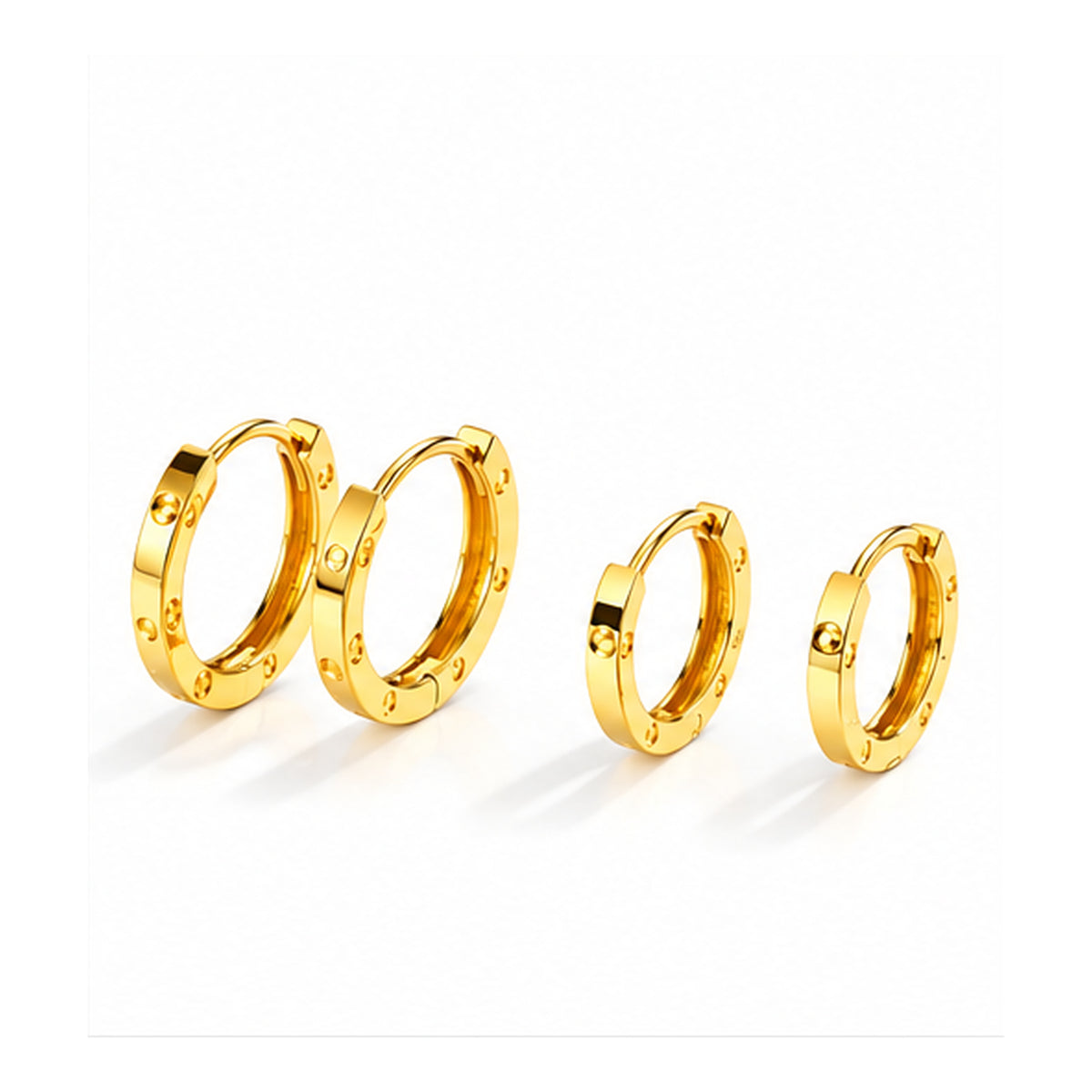 18K Solid Gold Huggie Hoop Earrings – Yellow or Rose Gold