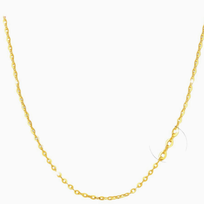 24K Pure Gold Cable Chain Necklace – 999 Gold Dainty O-Link Chain with Hook Clasp