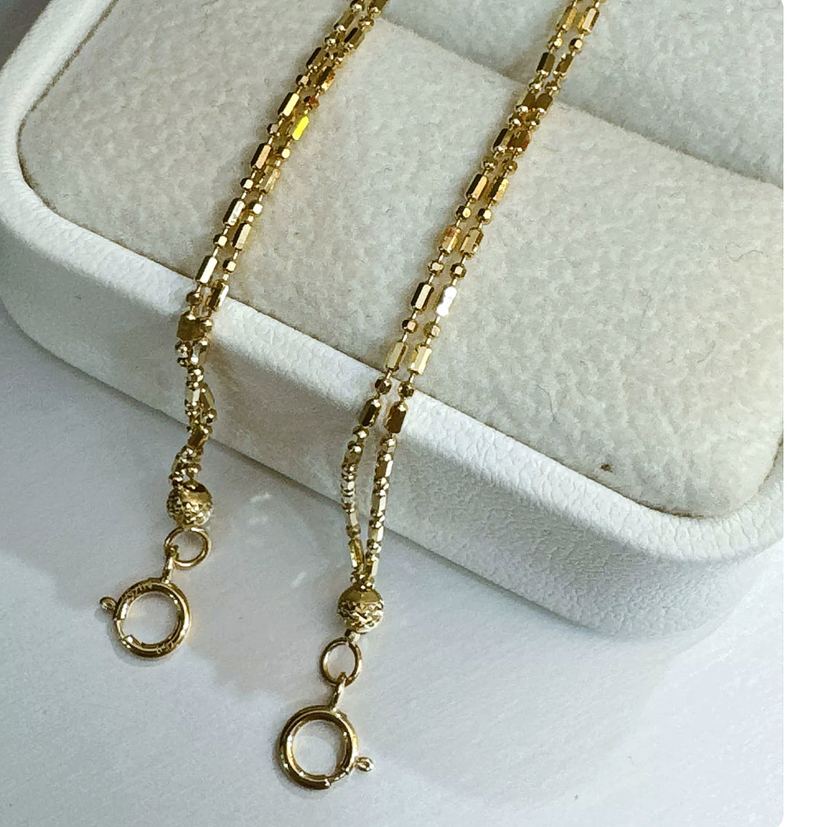 18K Solid Gold Double Strand Bracelet & Anklet