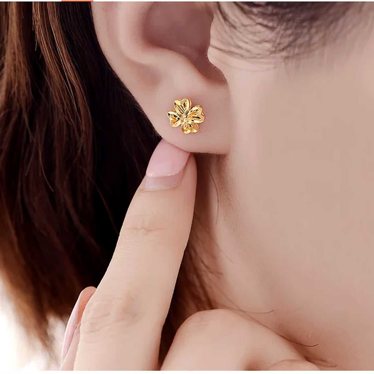 24K Pure Gold Four-Leaf Clover Earrings