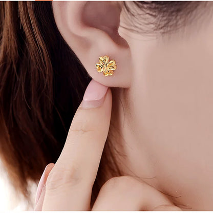 24K Pure Gold Four-Leaf Clover Earrings