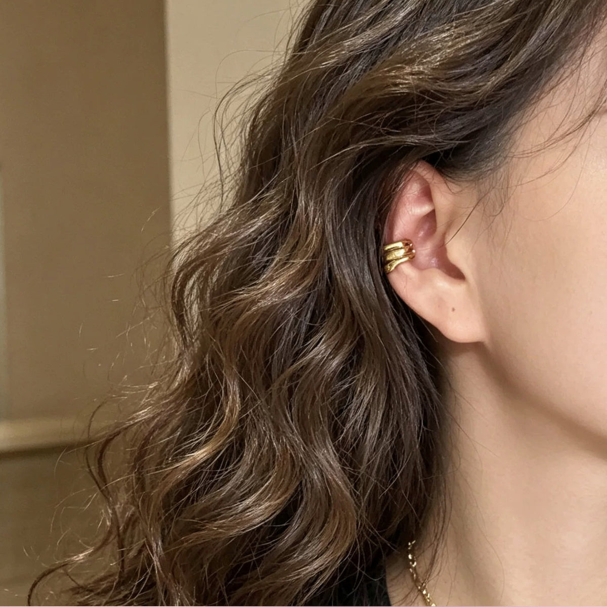 18K Solid Gold Triple Ear Cuff – No Piercing