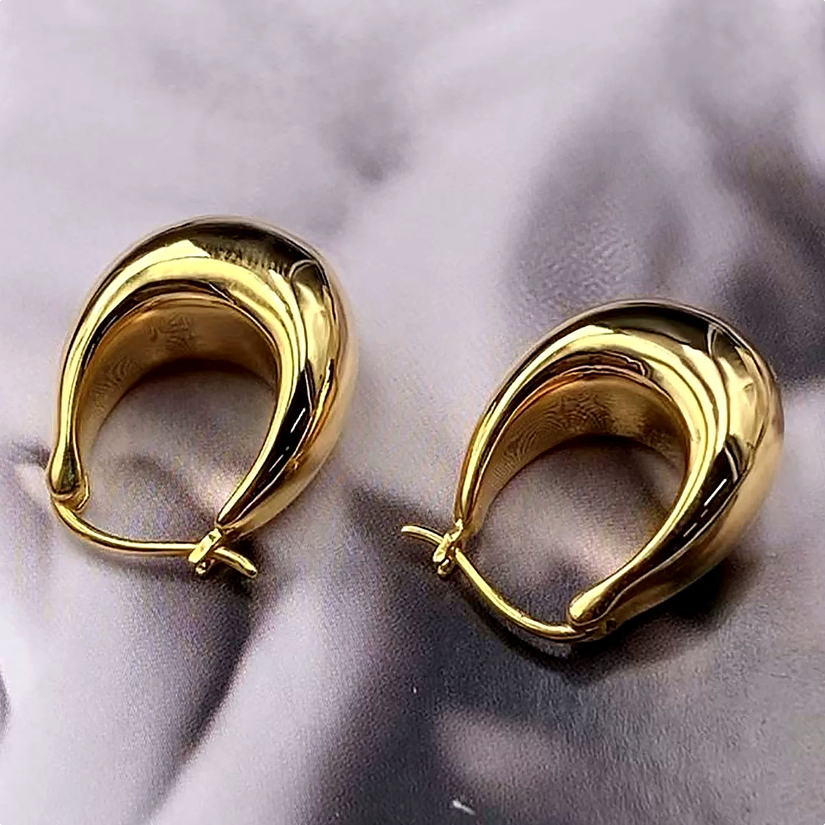 18K Solid Gold Chunky Dome Hoops