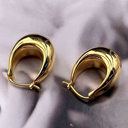 18K Solid Gold Chunky Dome Hoops