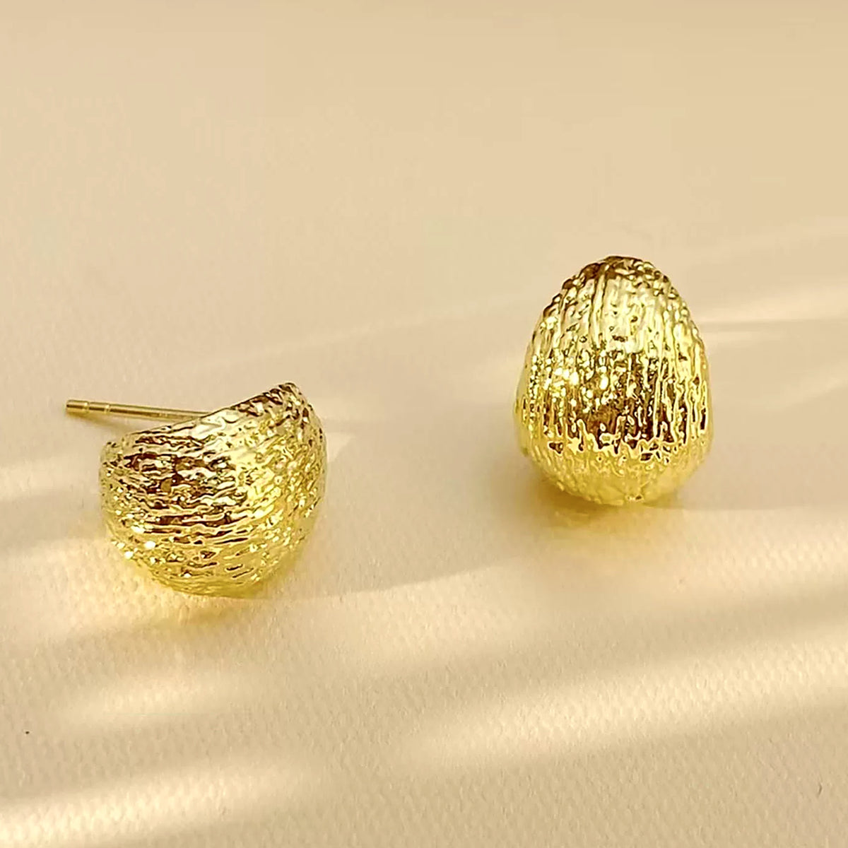 18K Solid Gold Textured Dome Studs