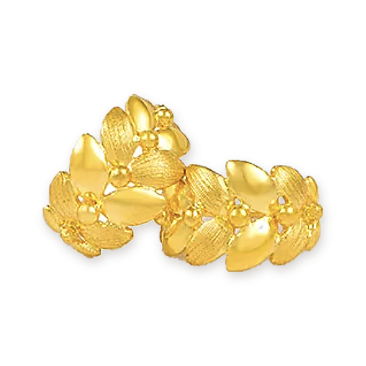 24K Pure Gold Olive Branch Huggie Hoops