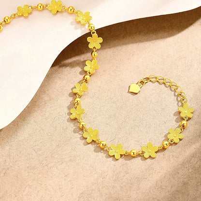 24K Pure Gold Flower & Bead Bracelet – 5g
