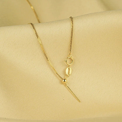 18K Solid Gold Wheat Chain with Adjustable Needle Slider – Universal Pendant Chain