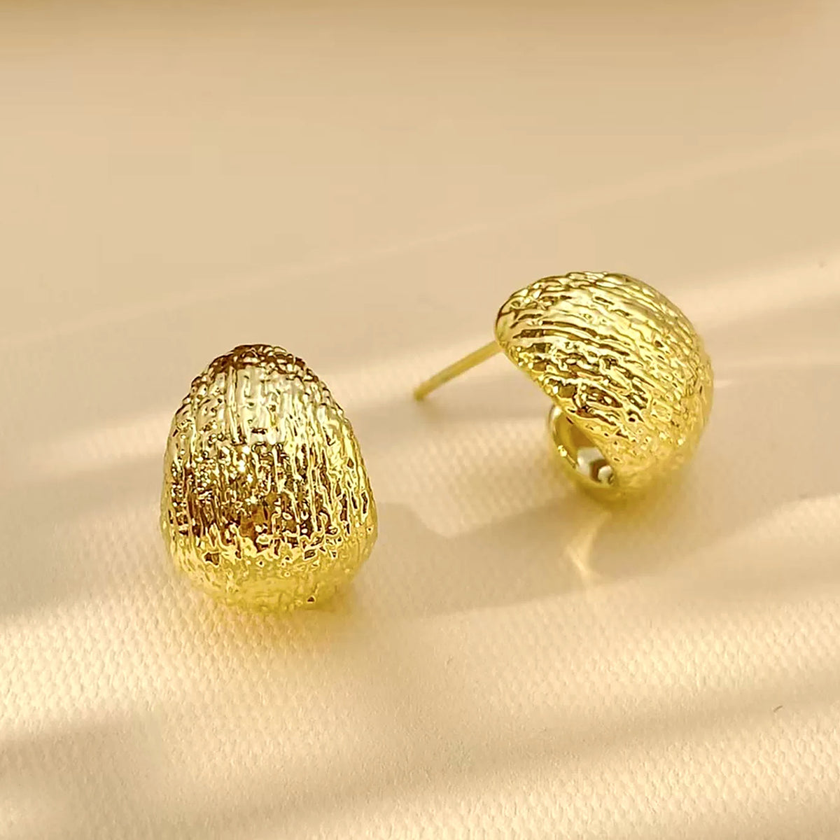 18K Solid Gold Textured Dome Studs