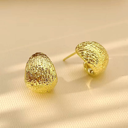 18K Solid Gold Textured Dome Studs