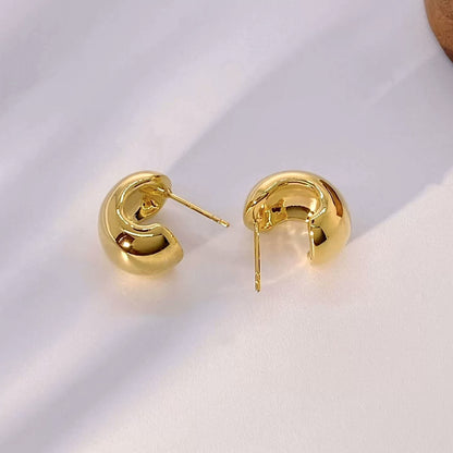 18K Solid Gold Chunky Dome C-Studs