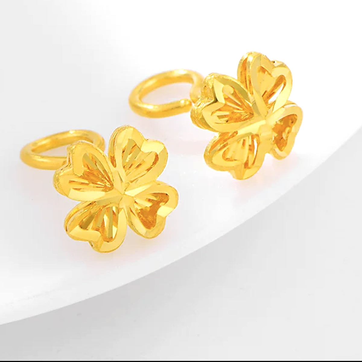 24K Pure Gold Four-Leaf Clover Earrings
