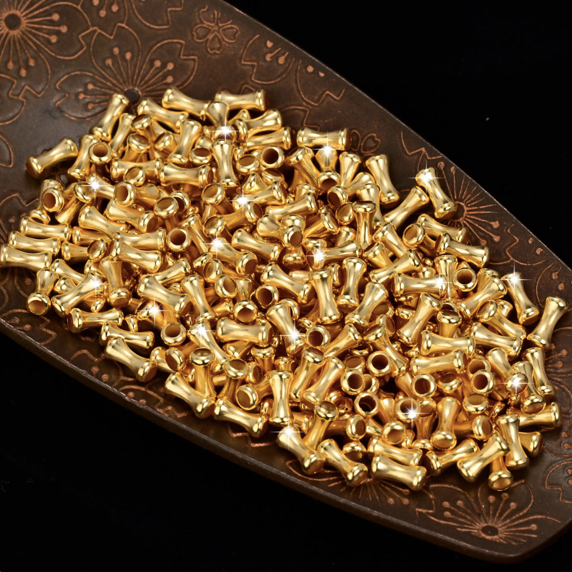18K Solid Gold Bamboo Spacer Beads 5mm – Tube Beads for DIY & Cord Jewelry
