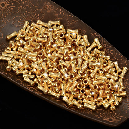 18K Solid Gold Bamboo Spacer Beads 5mm – Tube Beads for DIY & Cord Jewelry