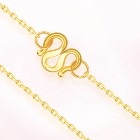24K Pure Gold Cable Chain Necklace – 999 Gold Dainty O-Link Chain with Hook Clasp
