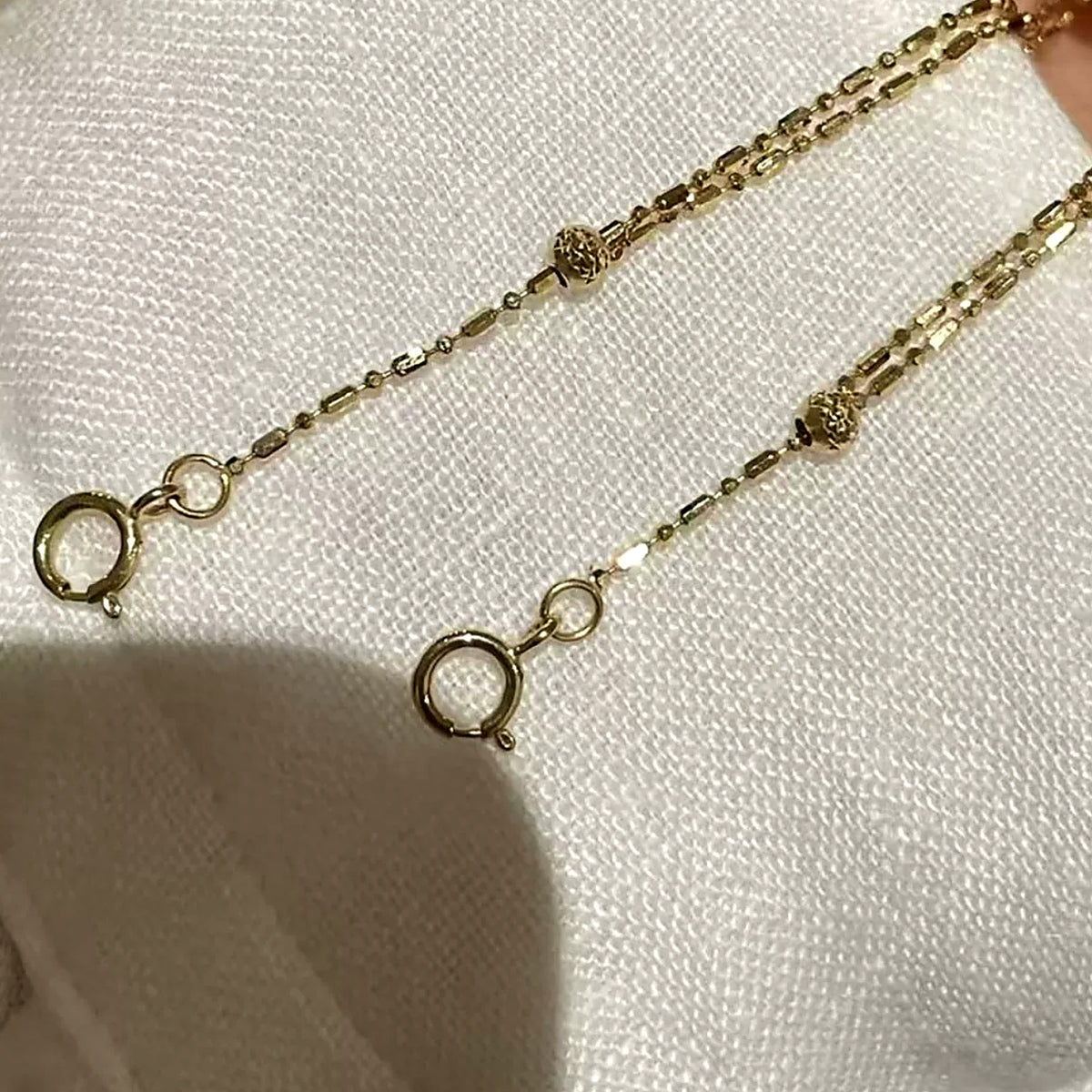 18K Solid Gold Double Strand Bracelet & Anklet