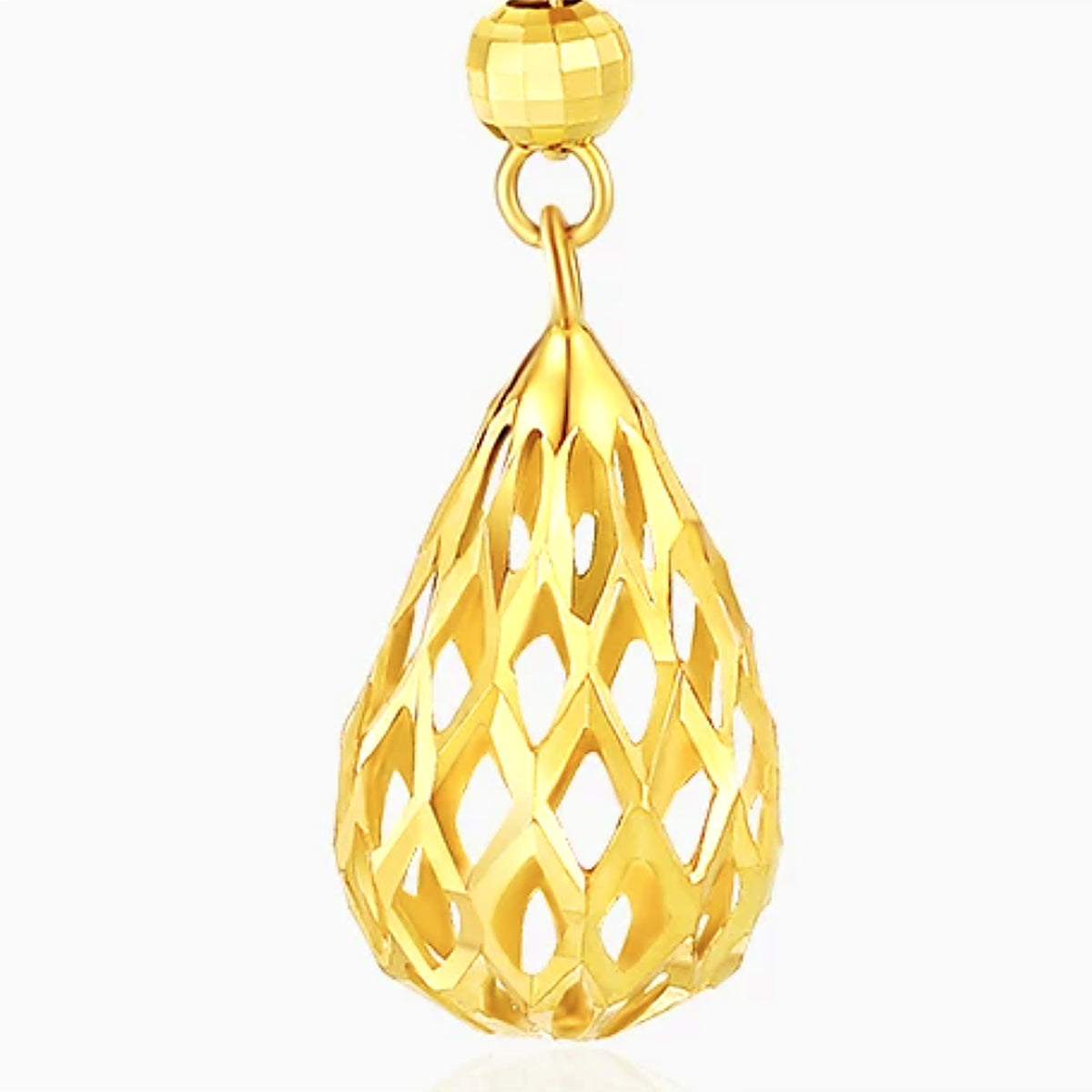 18K Solid Gold Filigree Teardrop Earrings