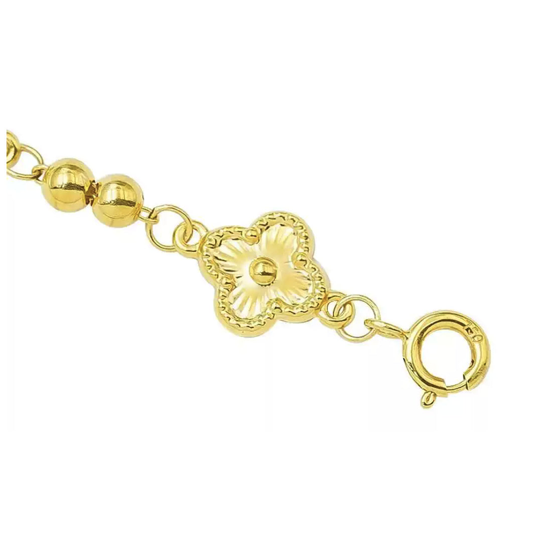 18K Solid Gold Quatrefoil Extender Chain – Double Clasp 5 cm Necklace and Bracelet Extension