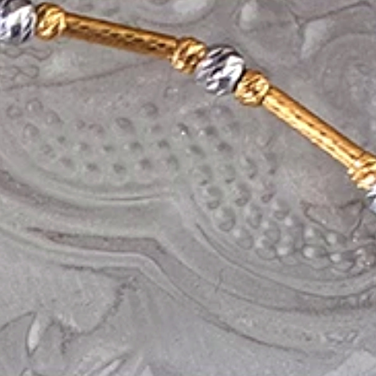 18K Solid Gold Two-Tone Tube & Bead Bracelet