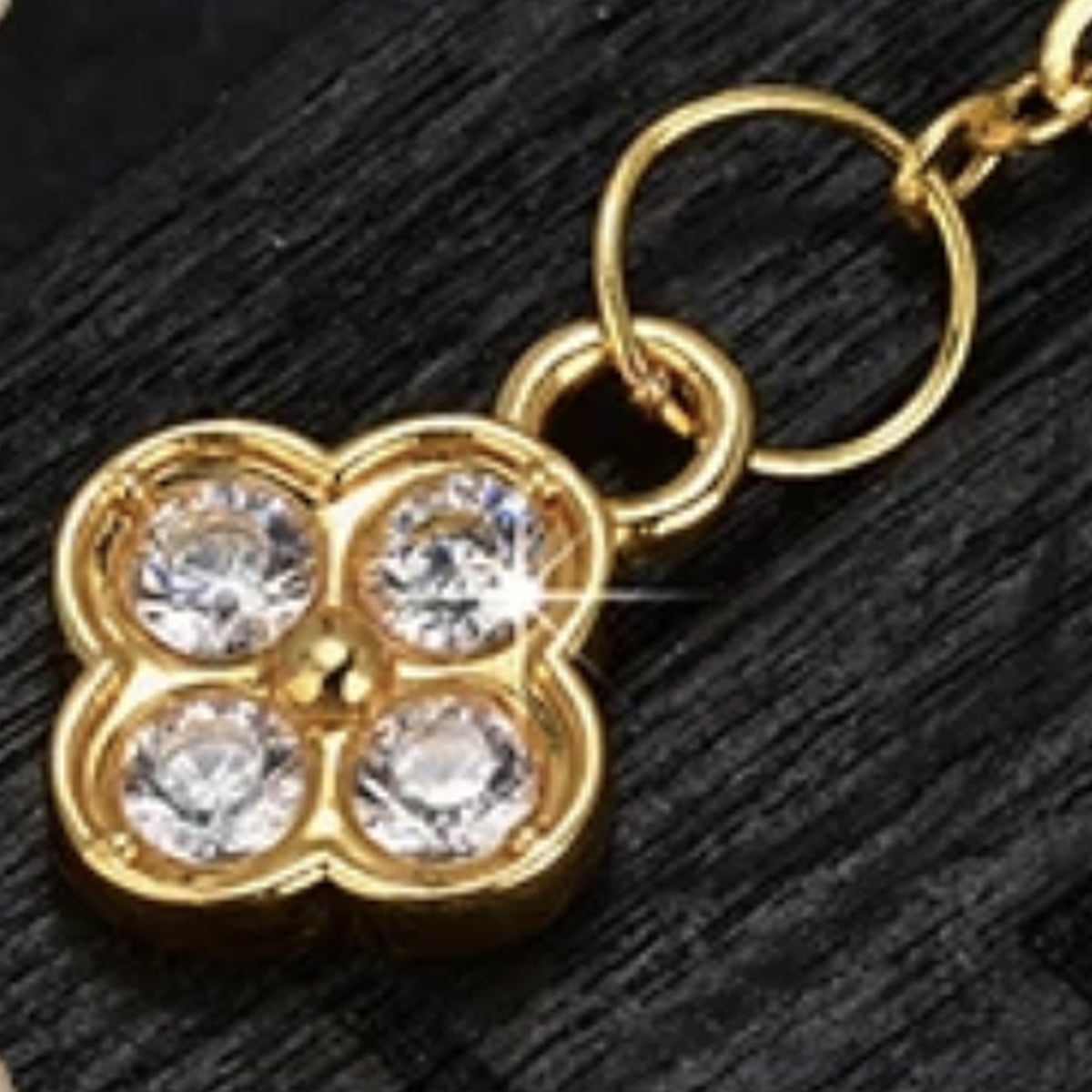 18K Solid Gold Quatrefoil Charm Extender Chain