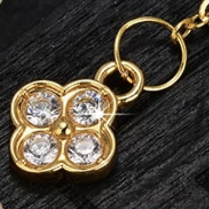 18K Solid Gold Quatrefoil Charm Extender Chain