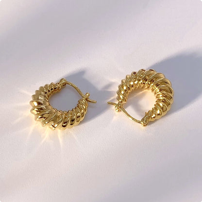 18K Solid Gold Croissant Hoops