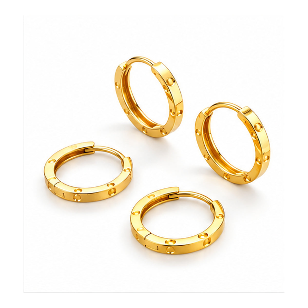 18K Solid Gold Huggie Hoop Earrings – Yellow or Rose Gold