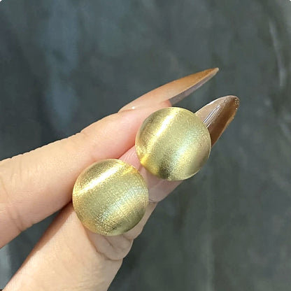 18K Solid Gold Brushed Dome Studs – 16 mm