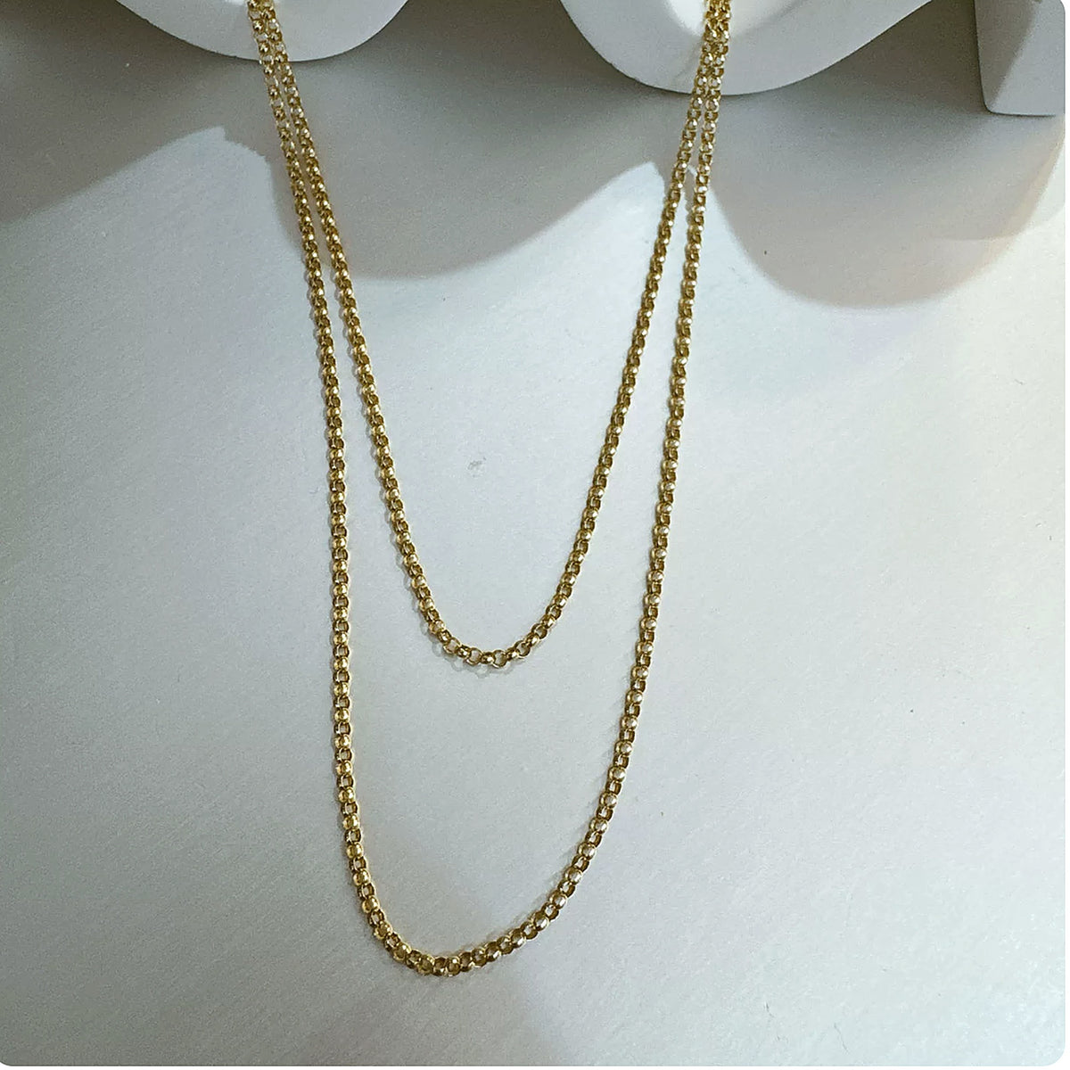 18K Solid Gold Rolo Chain – 1.5 mm, 50 cm