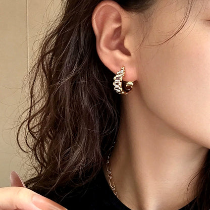 18K Solid Gold Two-Tone Link Hoops