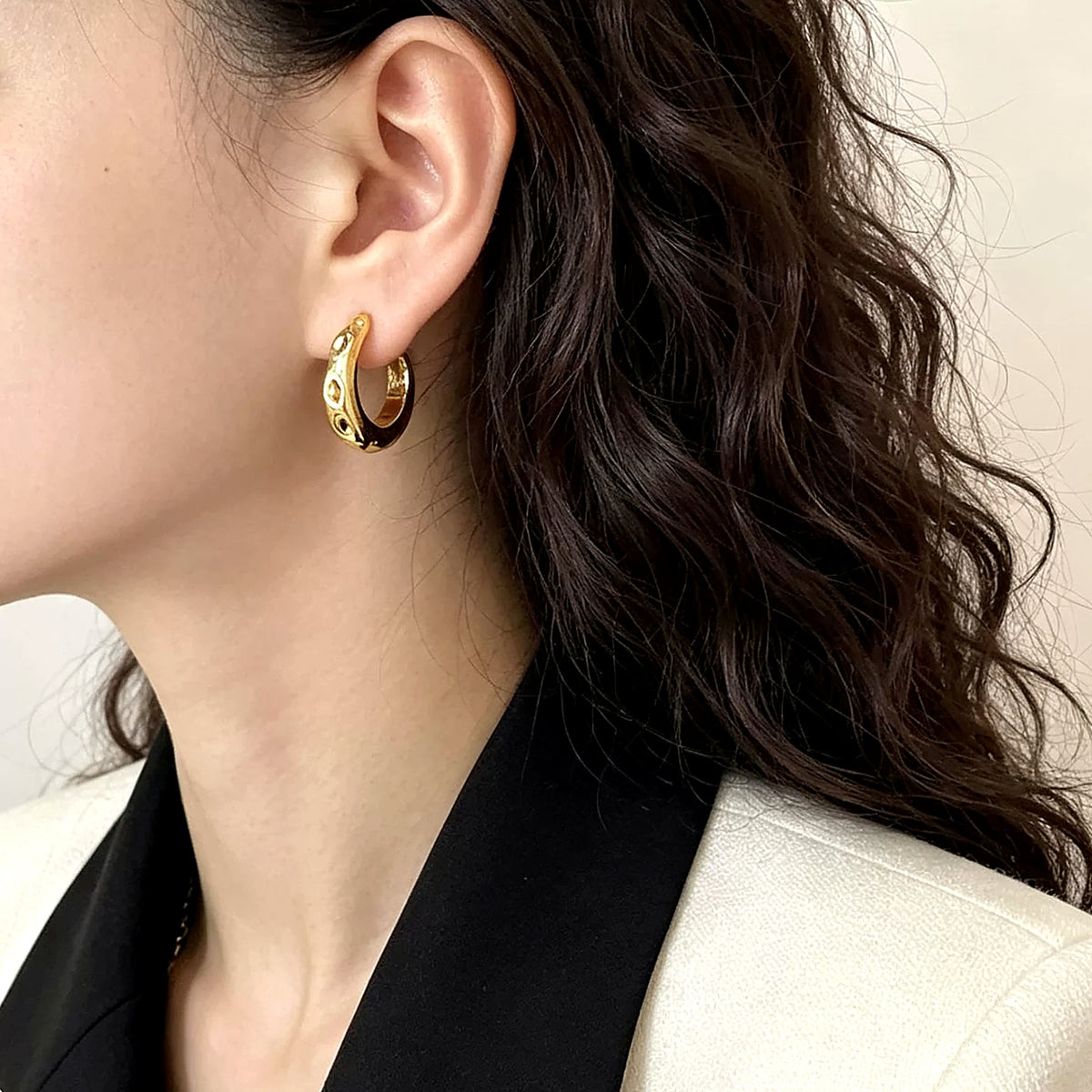 18K Solid Gold Molten Hoops