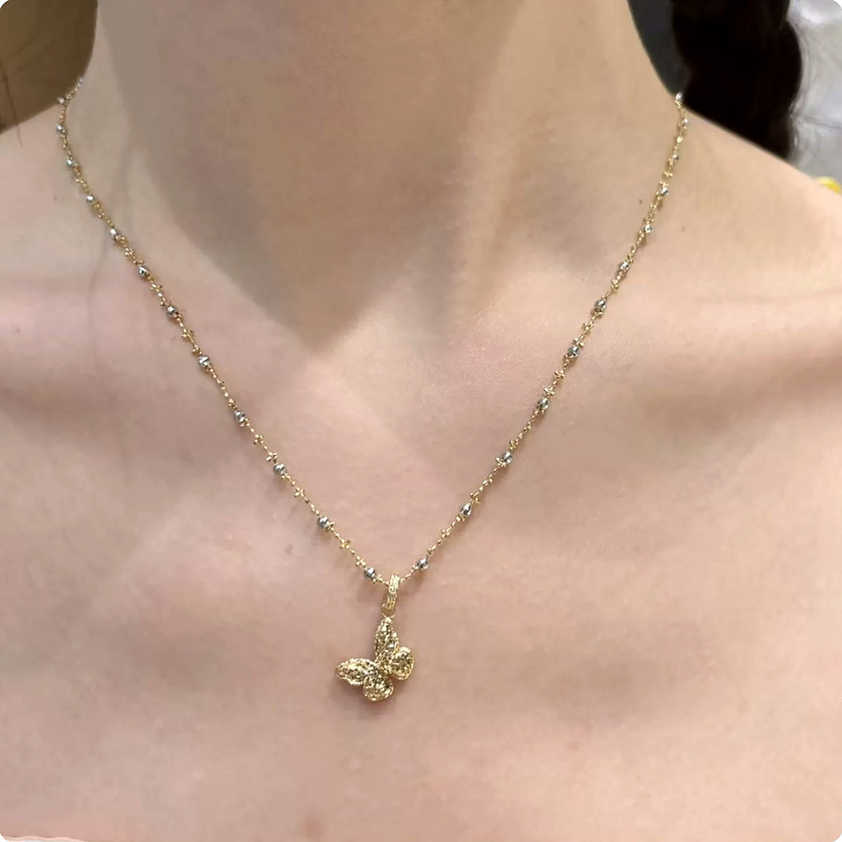 18K Solid Gold Reversible Butterfly Pendant