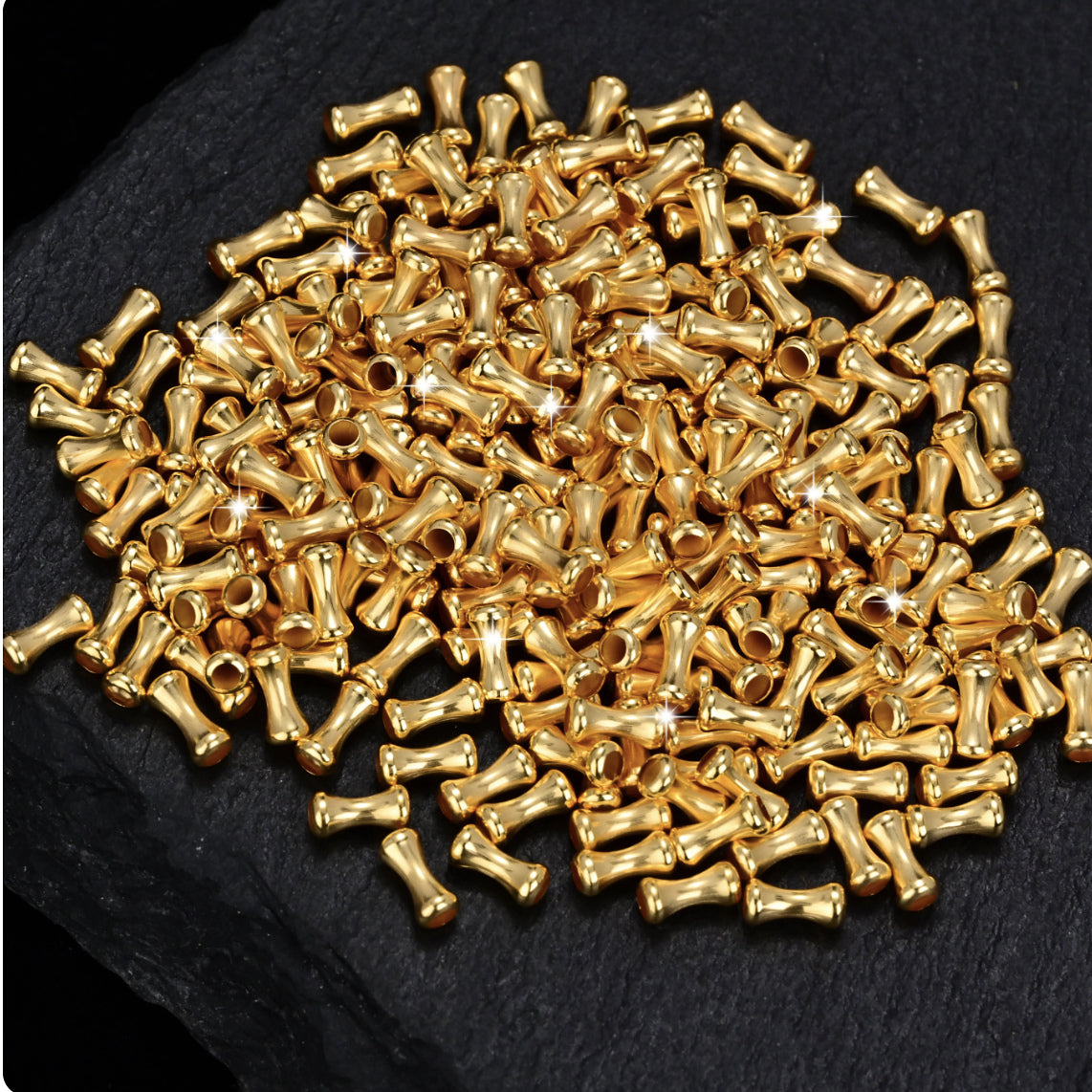 18K Solid Gold Bamboo Spacer Beads 5mm – Tube Beads for DIY & Cord Jewelry