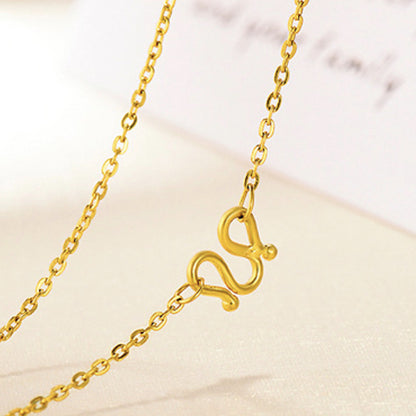 24K Pure Gold Cable Chain Necklace – 999 Gold Dainty O-Link Chain with Hook Clasp