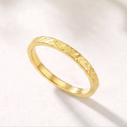 24K Gold Crushed Ice Band – 999 Gold Hammered Sparkle Stacking Ring, Unisex