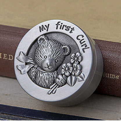 Baby Keepsake Box – My First Tooth & My First Curl Pewter-Finish Teddy Bear Box