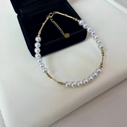 18K Solid Gold Freshwater Pearl Bracelet