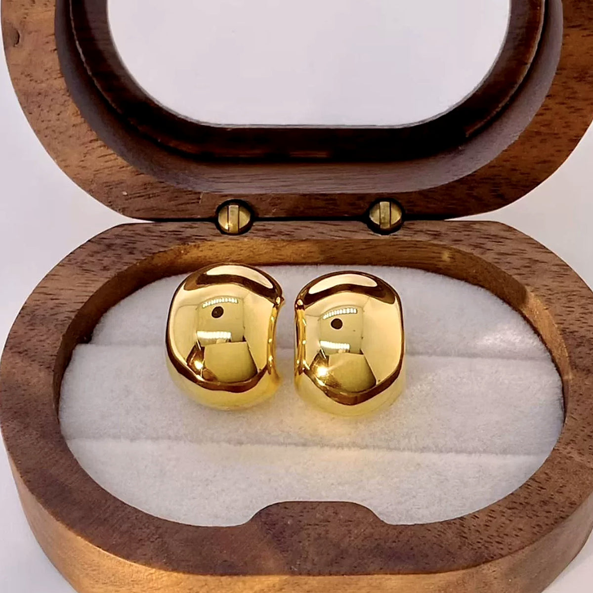 18K Solid Gold Chunky Dome C-Studs