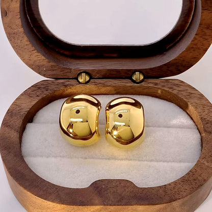 18K Solid Gold Chunky Dome C-Studs
