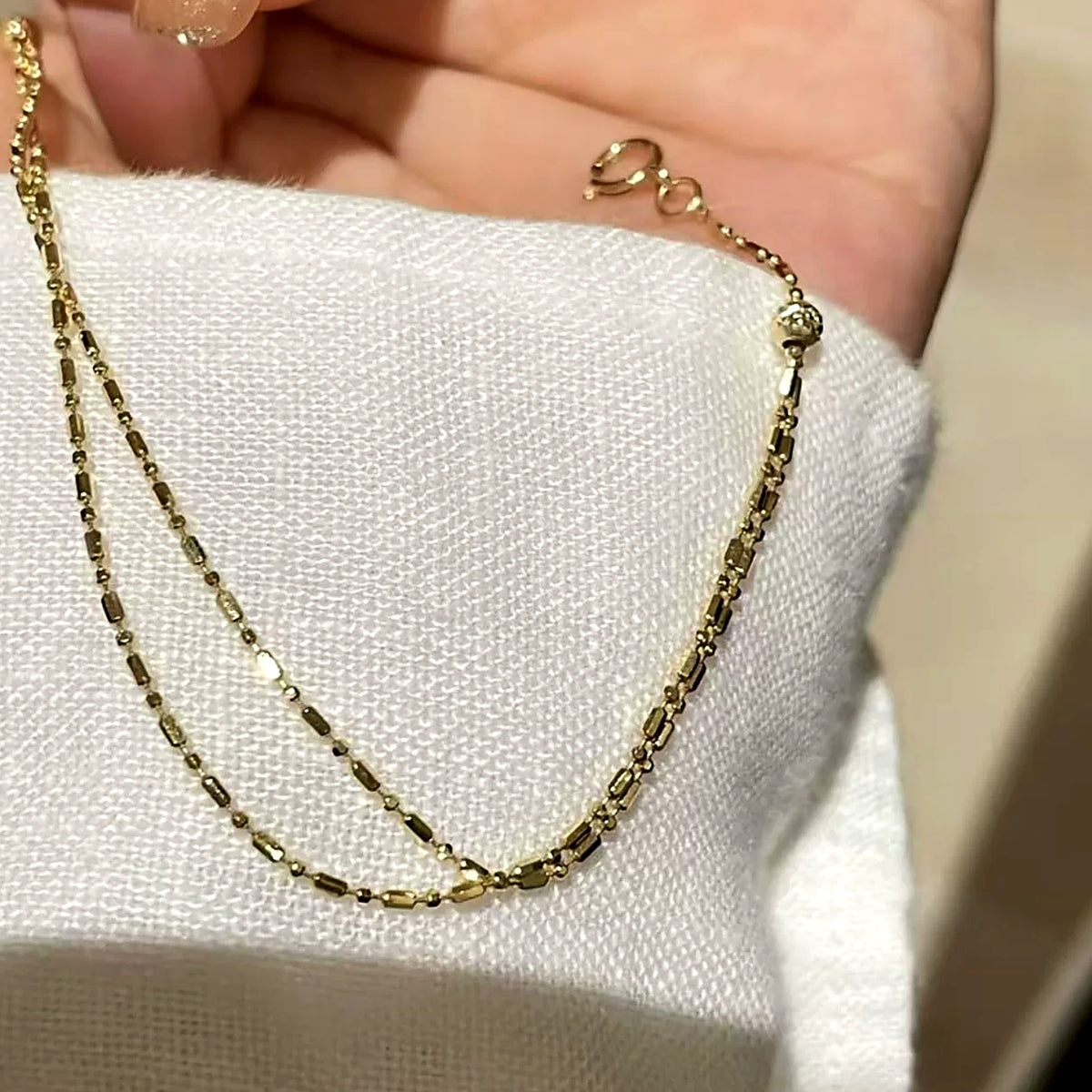 18K Solid Gold Double Strand Bracelet & Anklet