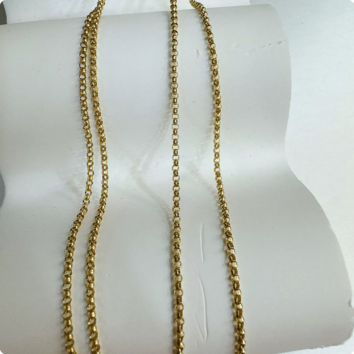 18K Solid Gold Rolo Chain – 1.5 mm, 50 cm