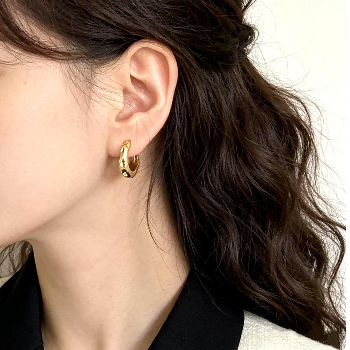 18K Solid Gold Molten Hoops