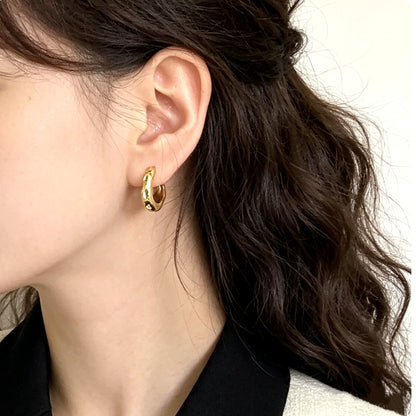 18K Solid Gold Molten Hoops