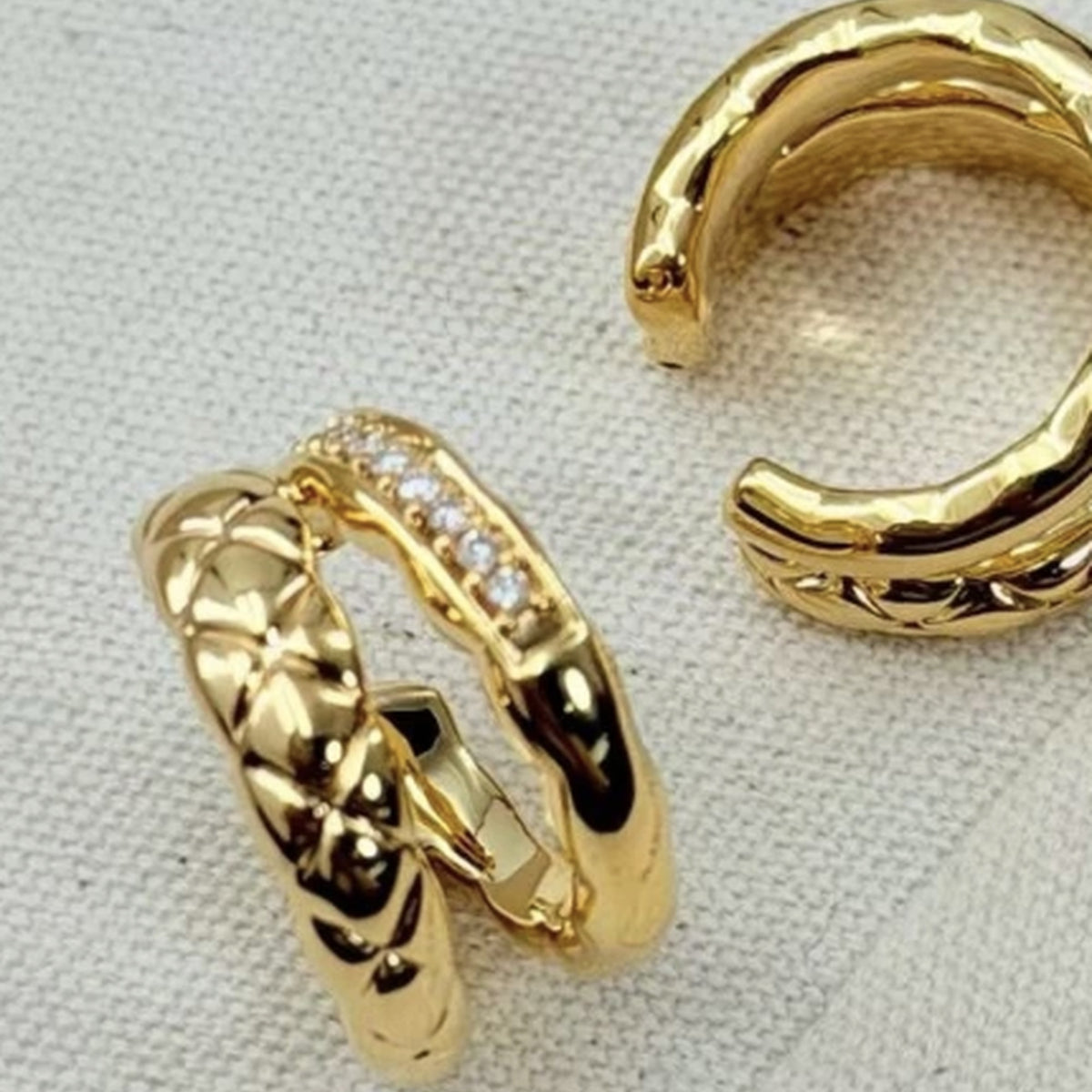 18K Solid Gold Double Ear Cuff with Natural Diamonds – Pair