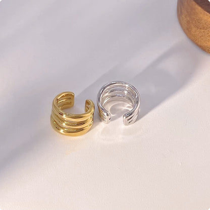 18K Solid Gold Triple Ear Cuff – No Piercing