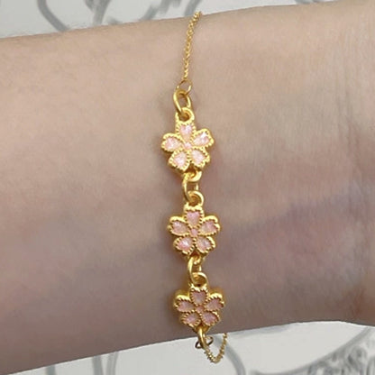 24K Pure Gold Cherry Blossom Bracelet
