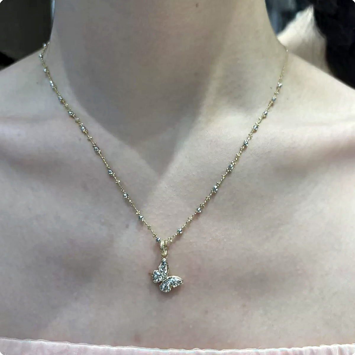 18K Solid Gold Reversible Butterfly Pendant