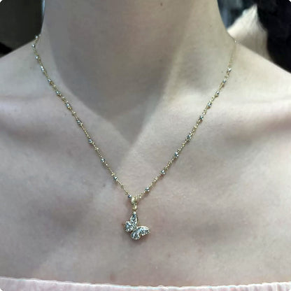 18K Solid Gold Reversible Butterfly Pendant