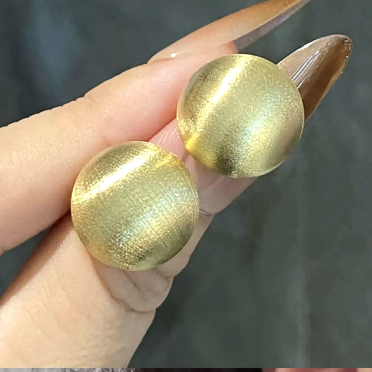 18K Solid Gold Brushed Dome Studs – 16 mm